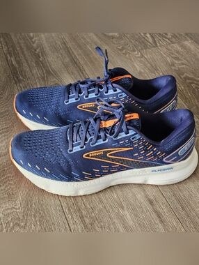 B7 Brooks Glycerin 20 Blue Orange Athletic Running Shoes Sneakers Mens 12.5 D